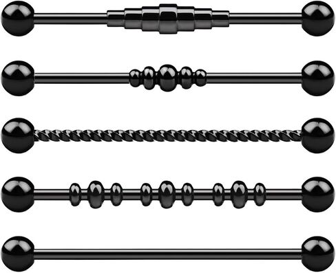 Surgical Steel Industrial Barbell Cartilage Earring for Women Men Body Piercing Jewelry 14g 38mm in Saudi Arabia