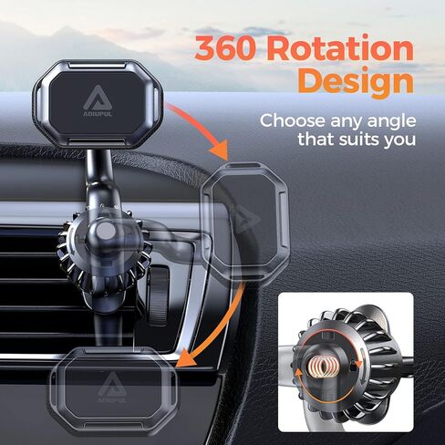 Magnetic Car Phone Holder for iPhone and Samsung, 360 Rotatable Arm, Stable Magnets, Easy Installation, Compatible with 4-6.7 inch Smartphones, Tablets in Kuwait