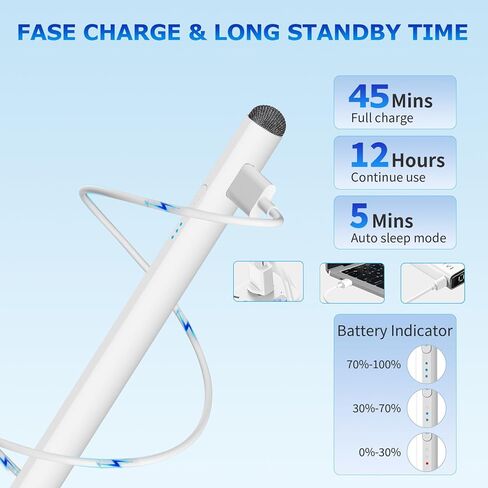 قلم ستايلس قلم أبل لجهاز iPad 10/9th Gen، قلم iPad ثنائي الطرف متوافق مع 2018-2023 iPad Pro 12.9/11 بوصة، iPad Mini 6th/5th Gen، iPad Air 3/4/5، iPad 6/7/8th Gen للكتابة/الرسم in Kuwait