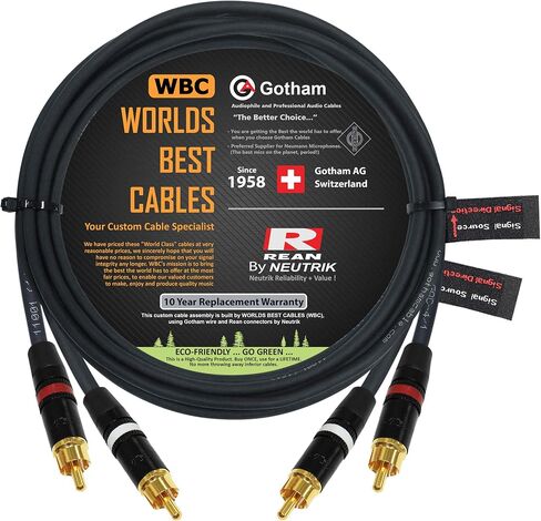 زوج كابل RCA بطول 15 قدم - Gotham GAC-4/1 (أسود) كابل توصيل صوت رباعي النجوم مع موصلات Neutrik-Rean NYS Gold RCA - اتجاهي in Kuwait