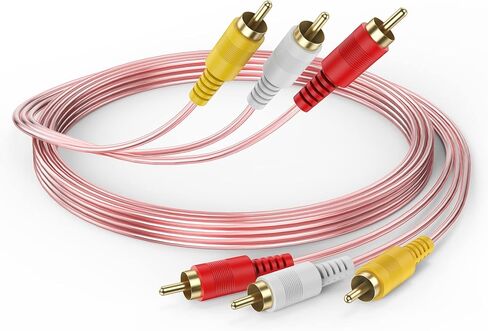كابل AV بطول 6 أقدام، كابل 3 RCA ذكر إلى ذكر مكون صوت ستيريو ومخرج سلك فيديو محمي لمضخم صوت TV VCR DVD والمزيد in Kuwait