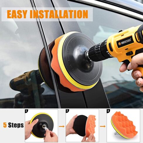 وسادة تلميع إسفنجية للسيارة من THIKPO، 12 قطعة 3 بوصة من وسادات تلميع السيارة مع خطاف وحلقة، طقم تلميع عازل للسيارة، طقم وسادة إسفنجية لتلميع السيارات التلقائي in Kuwait