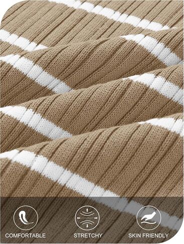 MEROKEETY Women's Sleeveless Striped Bodycon Maxi Dress Square Neck Ribbed Knitted Tank Sweater Dress in Saudi Arabia