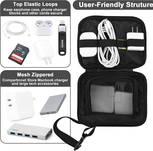 Travel Electronics Organizer Case, Portable Electronics Accessories Carrying Bag Case for Cables, MacBook Chargers and Cords, Magic Mouse, External Power Bank & Hard Drive - Gray in Saudi Arabia