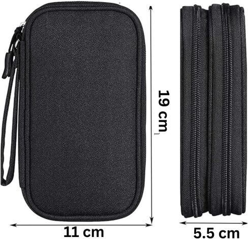 Electronics Accessories Organizer Pouch Travel Universal Organizer for Cable, Charger, Phone, SD Card, Business Travel Gadget Bag Carry Case Portable Waterproof Double Layers (Black) in Saudi Arabia