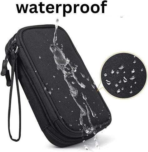 Electronics Accessories Organizer Pouch Travel Universal Organizer for Cable, Charger, Phone, SD Card, Business Travel Gadget Bag Carry Case Portable Waterproof Double Layers (Black) in Saudi Arabia