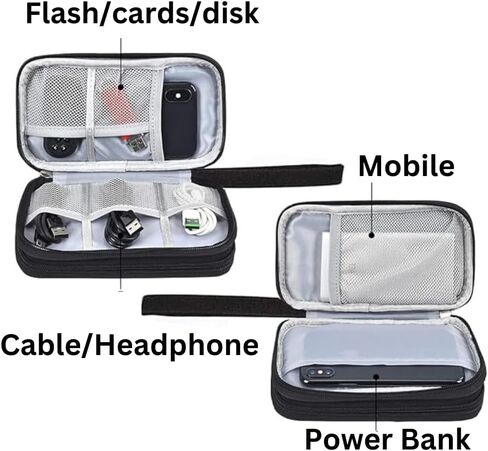 Electronics Accessories Organizer Pouch Travel Universal Organizer for Cable, Charger, Phone, SD Card, Business Travel Gadget Bag Carry Case Portable Waterproof Double Layers (Black) in Saudi Arabia