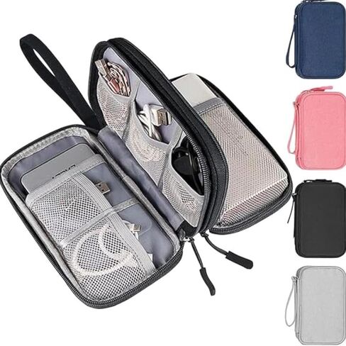 Electronics Accessories Organizer Pouch Travel Universal Organizer for Cable, Charger, Phone, SD Card, Business Travel Gadget Bag Carry Case Portable Waterproof Double Layers (Black) in Saudi Arabia