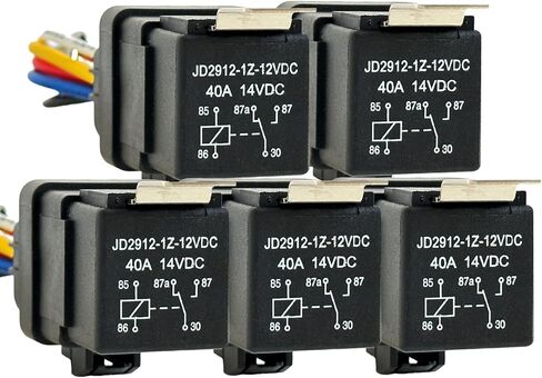 5 حزمة 40A 14V DC مرحل مقاوم للماء وتسخير أسلاك نحاسية شديدة التحمل 14 AWG 5-PIN SPDT مرحل للسيارة in Kuwait