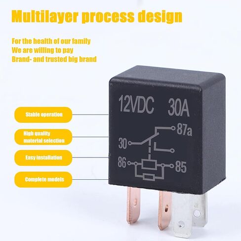 Ajxn 4 PCS 12V 5-Pin Car Starter Relay, Nylon Case Precision Technology Silver Contact Heavy Duty Relay, Universal Car High Purity Conduction Motor Replacement Part, Suitable for Most Models (Black) in Saudi Arabia