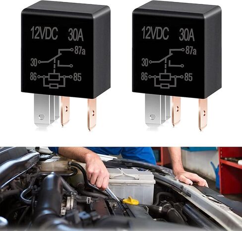 Ajxn 4 PCS 12V 5-Pin Car Starter Relay, Nylon Case Precision Technology Silver Contact Heavy Duty Relay, Universal Car High Purity Conduction Motor Replacement Part, Suitable for Most Models (Black) in Saudi Arabia