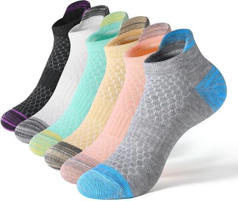 6 Pairs Women's Ankle Socks - Lightweight Breathable Socks Non Slip Athletic Running Tab Socks for Women and Men in Saudi Arabia