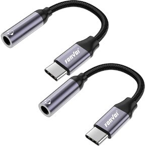 محول مقبس سماعة الرأس 2Park USB من النوع C إلى 3.5 مم، سلك دونجل USB C إلى الصوت AUX متوافق مع iPhone 15 Series وPixel 4 3 2 XL وSamsung Galaxy Ultra + Note 20 S والمزيد