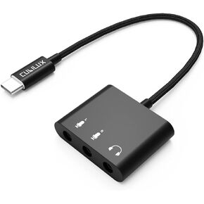 Cubilux Dual TRS Microphone to USB Connector, Type C to 2-Way MIC Adapter Compatible with iPad 10, iPad Pro, iPad Air 5/4, Samsung S24/S23/S22 Tab S9/S8/S7, Pixel 8/7/6 Pro - Support Stereo Recording