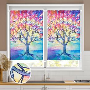 Lokigo Kitchen Curtain Mandala Floral, Window Boho Purple Kitchen Curtain, Small Short Kitchen Curtain Tiers for Home Decor, Cafe Curtains Draps Treatment Bathroom Tier Curtain, 39L x 27W, 2 Panels