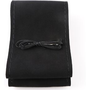 15 Inch Universal Suede Car Steering Wheel Cover with Needle & Thread, Skidproof Automobile Handlebar Fuzzy Material Covers Protecting Vehicle Steering Black