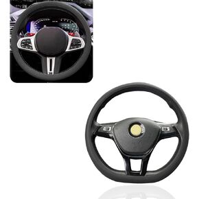 1 PC Car Steering Wheel Cover, 14.96" Silicone Non-Slip Textured Steering Wheel Cap, Comfortable Touch Decorative Accessory for All Seasons, Compatible with Cars, Trucks, Vans, SUVs (Black)
