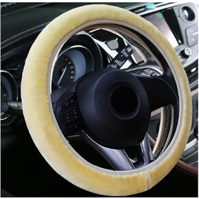 Fuzzy Car Steering Wheel Cover, 15 Inch Elastic Soft Steering Wheel Protector, Anti-Slip Fluffy Car Wheel Covers, Universal Vehicle Warm Winter Accessories for Car SUV Truck (Black)