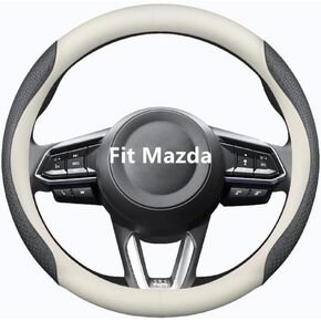Nappa Leather Slim Stylish Steering Wheel Cover， for Mazda Steering Wheel Cover Interior Conversion (Black)
