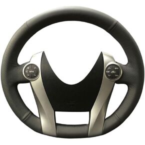 DIY Steering Wheel Cover for 2010 2011 2012 2013 2014 2015 Toyota Prius Hatchback/for 2012-2019 Prius C/for 2012-2017 Prius V Wagon Plug-in Black Microfiber Leather Interior Accessories