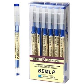 BEMLP Gel Ink Pen Extra Fine Point Pens Ballpoint Pen 0.35mm Blue Premium Liquid Ink Rollerball Pens Quick-Drying For Japanese Office School Stationery Supply 12 Pieces