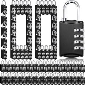 100 Pcs 4 Digit Combination Lock Bulk Small Combo Locks Luggage Travel Number Locks Combination Padlock Outdoor Waterproof Locks for Locker Gym Traveling Suitcases Baggage Toolbox Black