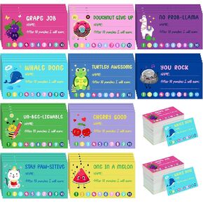 300 Pcs Behavior Punch Cards Incentive Loyalty Punny Reward Cards Inspiration Positive Sayings Behavior Management Tools for Classroom School, 3.5 x 2 Inch