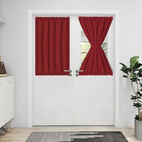 Easy-Going Blackout Door Curtains, Rod Pocket Privacy Light Filtering Sidelight Curtains French Door Curtains with Tieback, 1 Panel, 25x40 inch, Gray