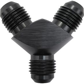 6AN Y Block Fitting Adapter 3-Way Splitter Male Flare Fuel Pump Hose Pipe Union Connector Aluminum Black