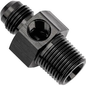EVIL ENERGY 6AN to 3/8 NPT with 1/8 NPT Gauge Port Fuel Pressure Take Off Fitting Adapter Aluminum