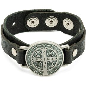 Intercession Saint Benedict Protection Bracelet Genuine Leather