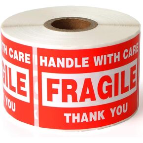 Fragile 2"x3" Handle with Care Shipping Stickers, 500 Labels Per Roll