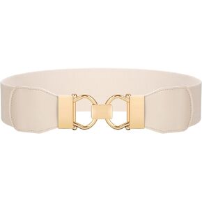 JASGOOD Wide Stretchy Belt for Women Elastic Waist Belt for Dresses Fashion Belt with Gold Buckle