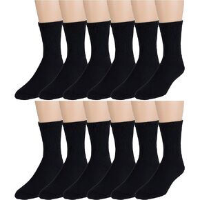 ZEKE Women's Diabetic Socks Loose Fit Non-Binding Cotton Crew Length