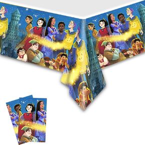 Omto 2Pcs Wish Tablecloth Disposable Tablecover Birthday Party Supplies and Decorations for Kid Boy Baby Shower Rectangle Tables 70"X42",2 Pack