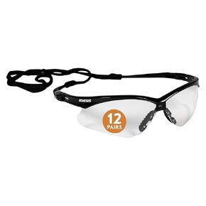 نظارات السلامة KleenGuard™ V30 Nemesis™ (25679)، مع طلاء مضاد للضباب من KleenVision™، عدسات شفافة، إطار أسود، للجنسين للرجال والنساء (الكمية 12)