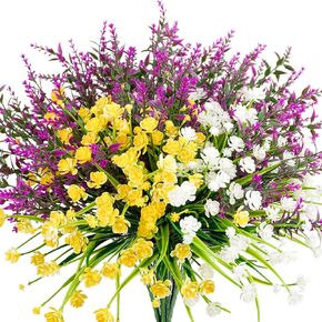 20 Bundles Outdoor Artificial Flowers, UV Resistant Fake Boxwood Plants Faux Outdoor Plastic Flowers Greenery Shrubs Plants for Indoor Outside Hanging Plants Garden Home Wedding Farmhouse