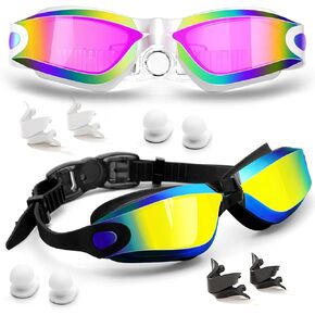 Fashion Swim Goggles,Pack of 2, swim goggles adult men, swim goggles adult women, swimming goggles teenagers,Anti-fog, anti-glare, UV protection All round eye protection