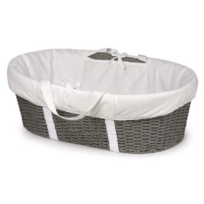 Badger Basket Wicker-Look Woven Baby Moses Changing Basket with Pad and Cover - Light Brown/Ecru