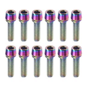 12PCS Bike Stem Bolts M5x17mm Titanium Alloy Bolts Screws with Washers for Fixing Bicycle Stem Front and Rear Derailleurs Grip Ring Post Clamp