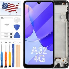 A32 4G LCD Screen Replacement for Samsung Galaxy A32 4G A325 SM-A325F A325F/DS A325M A325N Display Touch Glass Panel Digitizer Assembly Repair Parts Kit with Tools (INCELL with Frame)