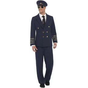 Smiffy's Men's Pilot Costume with Jacket Trousers and Hat