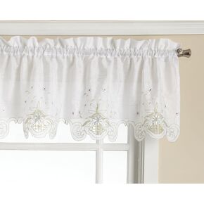 Today's Curtain Sunshine, Valance 60" W x 14" L, Ecru/Burgundy