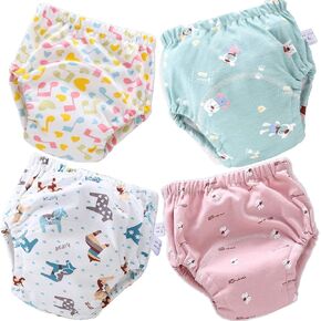 4 Pack Baby Toddler Potty Training Pants Layered Cotton Training Underwear for Toddlers Girls Boys