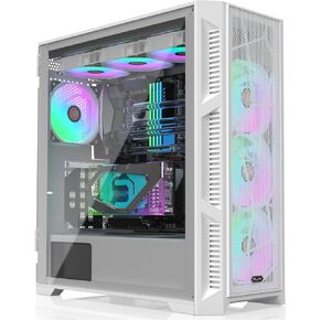حافظة كمبيوتر RAIJINTEK PONOS Ultra TG4 E-ATX Mid Tower للكمبيوتر الشخصي، لوحة جانبية من الزجاج المقسى قابلة للفتح، 4 مراوح ARGB مثبتة مسبقًا، أسود (0R20B00225)