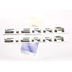 2X OEM Chrome Sierra Nameplates Letter Emblems Badges Glossy for 2500Hd 3500Hd Sierra