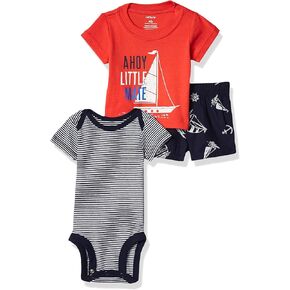 Carter's Baby Boys' 3 Piece Diaper Cover Set (Baby) - Ahoy Little Mate - Newborn