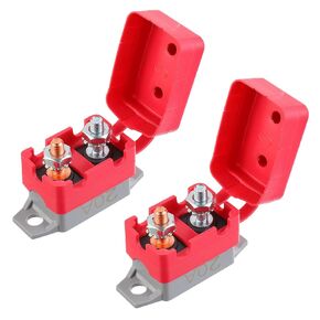 50A 12V-24V Automatic Reset Circuit Breaker with Cover Stud Bolt for Battery Chargers Trucks Car Engines and More(2pcs)