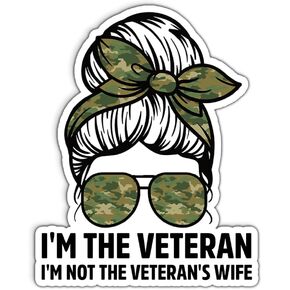 (3Pcs) I'm The Veteran not The Veteran's Wife Sticker Army Female Heroes Honor Woman Veteran Proud Woman Veteran Sticker Window,Car,Truck, Phone Laptop Sticker 3x4 Inch