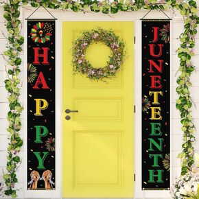 ديكورات Juneteenth الخارجية، لافتة الشرفة Happy Juneteenth، لافتة عموم أمريكية أفريقية، ديكورات ومستلزمات حفلات Juneteenth للمكتب المنزلي in Saudi Arabia